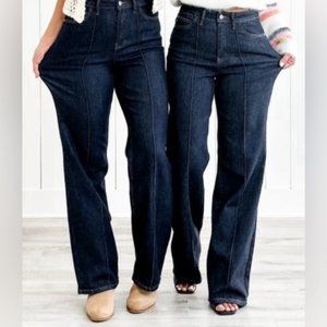 Judy Blue ~ Dark Wash High Rise ~ Front Seam Wide Leg Jeans ~ NWT
